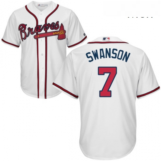 Mens Majestic Atlanta Braves 7 Dansby Swanson Replica White Home Cool Base MLB Jersey Mens Majestic Atlanta Braves 7 Dansby Swanson Replica White Home Cool Base MLB Jersey