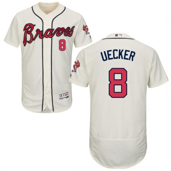Mens Majestic Atlanta Braves 8 Bob Uecker Cream Alternate Flex Base Authentic Collection MLB Jersey Mens Majestic Atlanta Braves 8 Bob Uecker Cream Alternate Flex Base Authentic Collection MLB Jersey