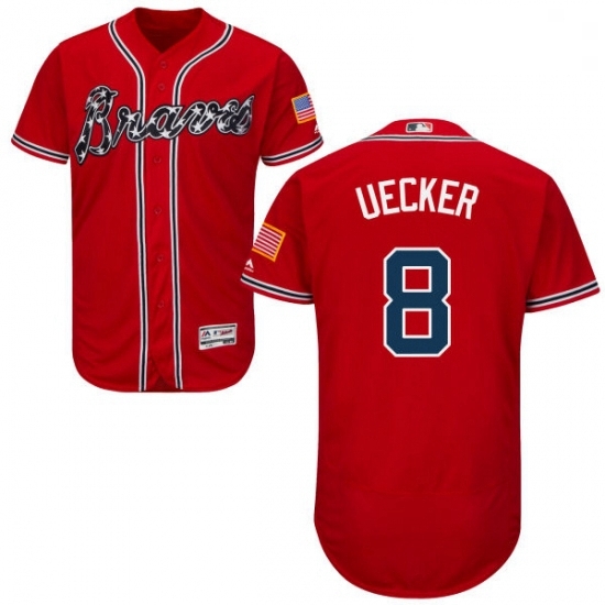 Mens Majestic Atlanta Braves 8 Bob Uecker Red Alternate Flex Base Authentic Collection MLB Jersey Mens Majestic Atlanta Braves 8 Bob Uecker Red Alternate Flex Base Authentic Collection MLB Jersey
