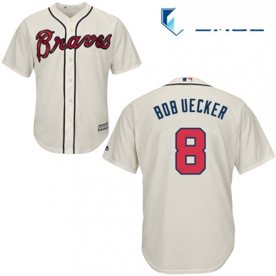 Mens Majestic Atlanta Braves 8 Bob Uecker Replica Cream Alternate 2 Cool Base MLB Jersey Mens Majestic Atlanta Braves 8 Bob Uecker Replica Cream Alternate 2 Cool Base MLB Jersey
