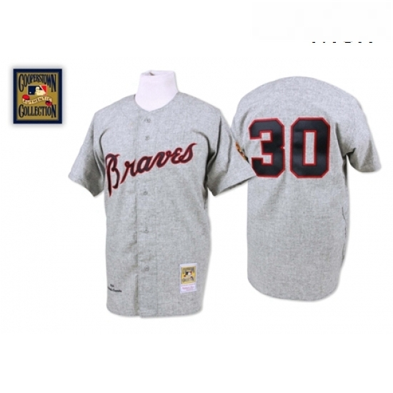 Mens Mitchell and Ness 1969 Atlanta Braves 30 Orlando Cepeda Replica Grey Throwback MLB Jersey Mens Mitchell and Ness 1969 Atlanta Braves 30 Orlando Cepeda Replica Grey Throwback MLB Jersey