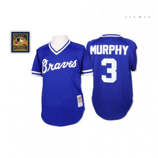 Mens Mitchell and Ness Atlanta Braves 3 Dale Murphy Replica Blue Throwback MLB Jersey Mens Mitchell and Ness Atlanta Braves 3 Dale Murphy Replica Blue Throwback MLB Jersey