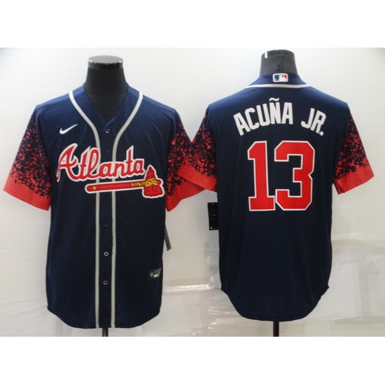 Men's Nike Atlanta Braves 13 Ronald Acuna Jr Navy 2021 New Jersey Men's Nike Atlanta Braves 13 Ronald Acuna Jr Navy 2021 New Jersey