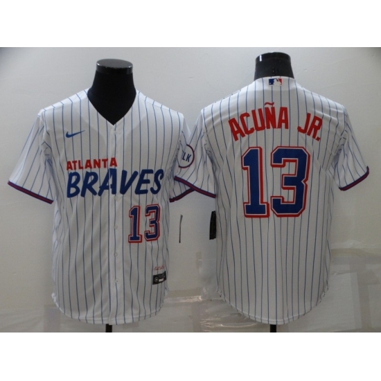 Men's Nike Atlanta Braves #13 Ronald Acuna Jr. White City Player Jersey Men's Nike Atlanta Braves #13 Ronald Acuna Jr. White City Player Jersey