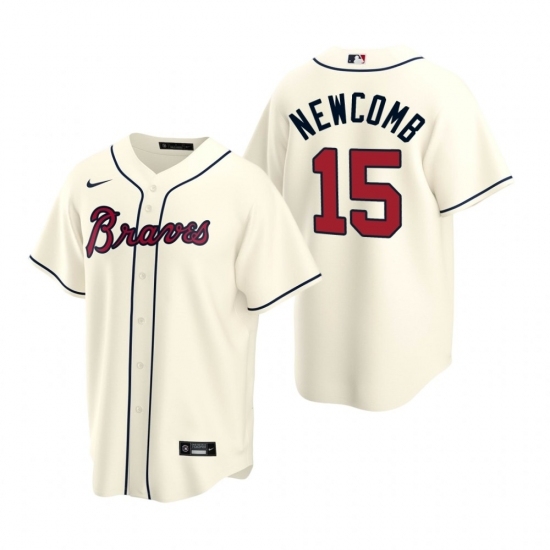 Mens Nike Atlanta Braves 15 Sean Newcomb Cream Alternate Stitched Baseball Jersey Mens Nike Atlanta Braves 15 Sean Newcomb Cream Alternate Stitched Baseball Jersey