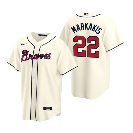 Mens Nike Atlanta Braves 22 Nick Markakis Cream Alternate Stitched Baseball Jerse Mens Nike Atlanta Braves 22 Nick Markakis Cream Alternate Stitched Baseball Jerse