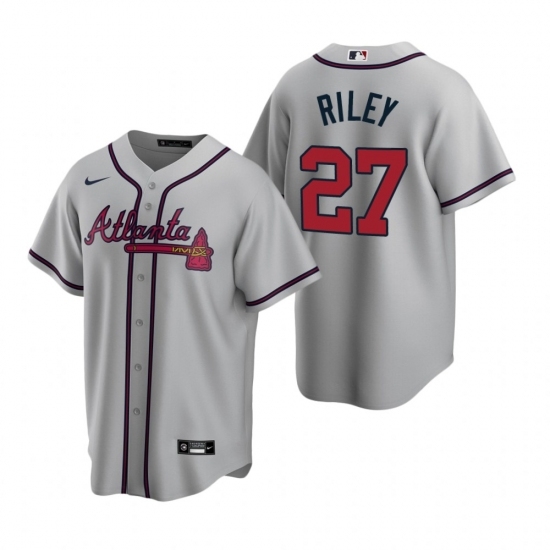 Mens Nike Atlanta Braves 27 Austin Riley Gray Road Stitched Baseball Jersey Mens Nike Atlanta Braves 27 Austin Riley Gray Road Stitched Baseball Jersey