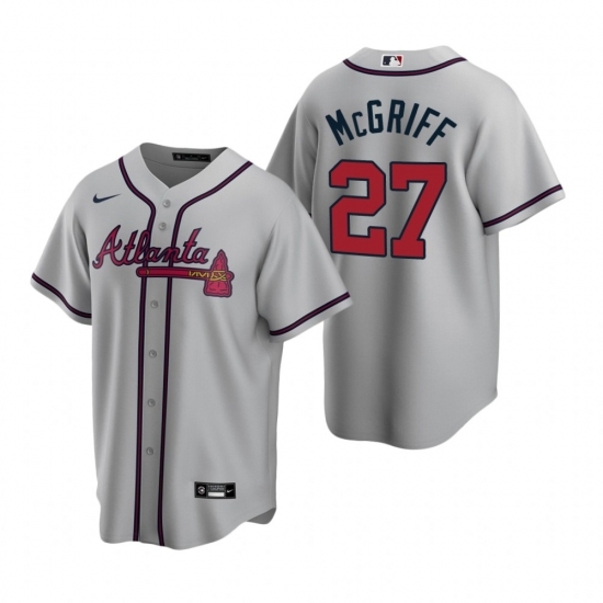 Mens Nike Atlanta Braves 27 Fred McGriff Gray Road Stitched Baseball Jersey Mens Nike Atlanta Braves 27 Fred McGriff Gray Road Stitched Baseball Jersey