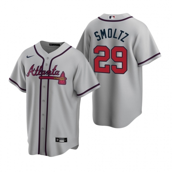 Mens Nike Atlanta Braves 29 John Smoltz Gray Road Stitched Baseball Jerse Mens Nike Atlanta Braves 29 John Smoltz Gray Road Stitched Baseball Jerse