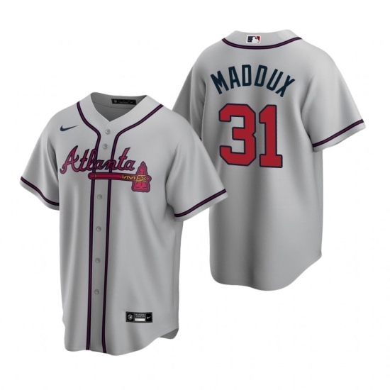 Mens Nike Atlanta Braves 31 Greg Maddux Gray Road Stitched Baseball Jerse Mens Nike Atlanta Braves 31 Greg Maddux Gray Road Stitched Baseball Jerse
