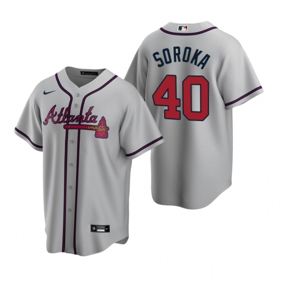 Mens Nike Atlanta Braves 40 Mike Soroka Gray Road Stitched Baseball Jersey Mens Nike Atlanta Braves 40 Mike Soroka Gray Road Stitched Baseball Jersey