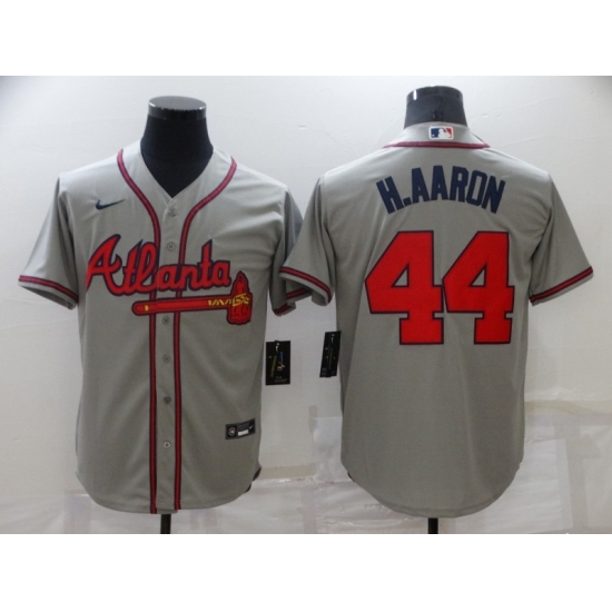 Men's Nike Atlanta Braves #44 Hank Aaron Gray Jersey Men's Nike Atlanta Braves #44 Hank Aaron Gray Jersey