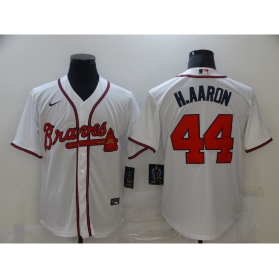 Men's Nike Atlanta Braves #44 Hank Aaron White Jersey Men's Nike Atlanta Braves #44 Hank Aaron White Jersey