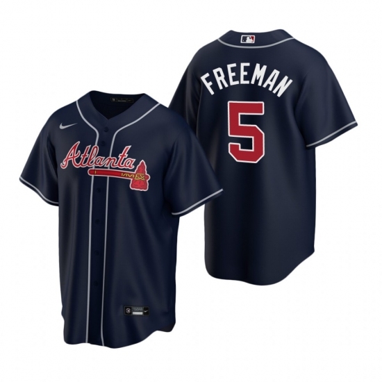 Mens Nike Atlanta Braves 5 Freddie Freeman Navy Alternate Stitched Baseball Jerse Mens Nike Atlanta Braves 5 Freddie Freeman Navy Alternate Stitched Baseball Jerse