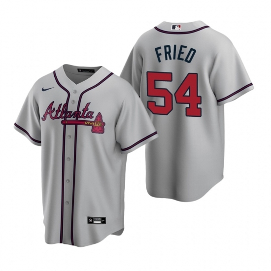 Mens Nike Atlanta Braves 54 Max Fried Gray Road Stitched Baseball Jersey Mens Nike Atlanta Braves 54 Max Fried Gray Road Stitched Baseball Jersey