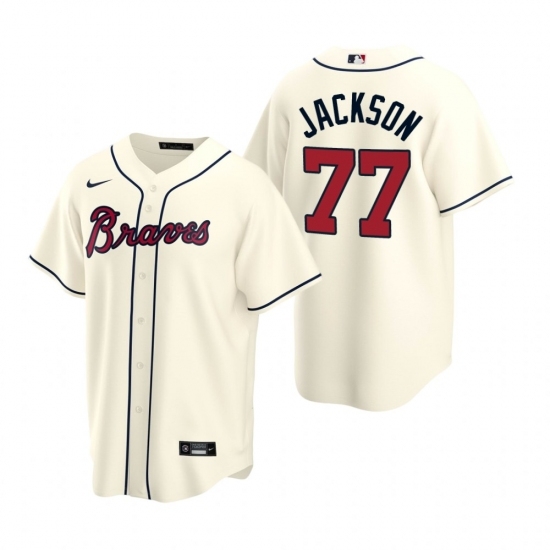 Mens Nike Atlanta Braves 77 Luke Jackson Cream Alternate Stitched Baseball Jersey Mens Nike Atlanta Braves 77 Luke Jackson Cream Alternate Stitched Baseball Jersey