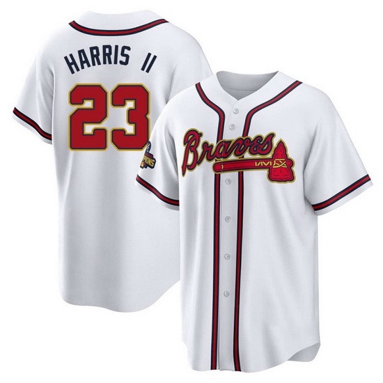 Men's Replica Michael Harris II Atlanta Braves Gold White 2022 Program Jersey Men's Replica Michael Harris II Atlanta Braves Gold White 2022 Program Jersey