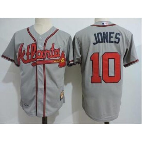 Men's Throwback Atlanta Braves 10 Chipper Jones Grey Jersey Men's Throwback Atlanta Braves 10 Chipper Jones Grey Jersey