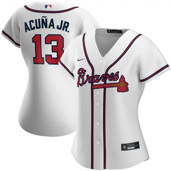 Atlanta Braves 13 Ronald Acuna Jr Nike Women Home 2020 MLB Player Jersey White Atlanta Braves 13 Ronald Acuna Jr Nike Women Home 2020 MLB Player Jersey White