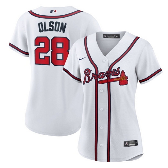 Women Atlanta Braves Matt Olson White Cool Base Stitched Jersey Women Atlanta Braves Matt Olson White Cool Base Stitched Jersey