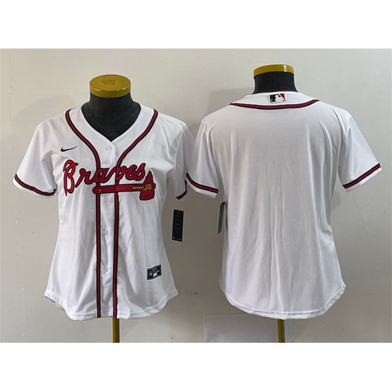 Women Atlanta Braves White Stitched Jersey Run Small Women Atlanta Braves White Stitched Jersey Run Small