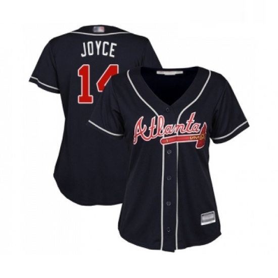 Womens Atlanta Braves 14 Matt Joyce Replica Blue Alternate Road Cool Base Baseball Jersey Womens Atlanta Braves 14 Matt Joyce Replica Blue Alternate Road Cool Base Baseball Jersey