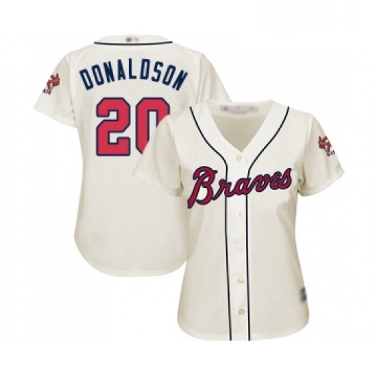 Womens Atlanta Braves 20 Josh Donaldson Replica Cream Alternate 2 Cool Base Baseball Jersey Womens Atlanta Braves 20 Josh Donaldson Replica Cream Alternate 2 Cool Base Baseball Jersey