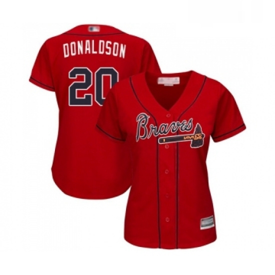 Womens Atlanta Braves 20 Josh Donaldson Replica Red Alternate Cool Base Baseball Jersey Womens Atlanta Braves 20 Josh Donaldson Replica Red Alternate Cool Base Baseball Jersey