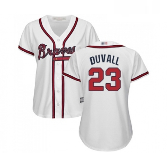 Womens Atlanta Braves 23 Adam Duvall Replica White Home Cool Base Baseball Jersey Womens Atlanta Braves 23 Adam Duvall Replica White Home Cool Base Baseball Jersey