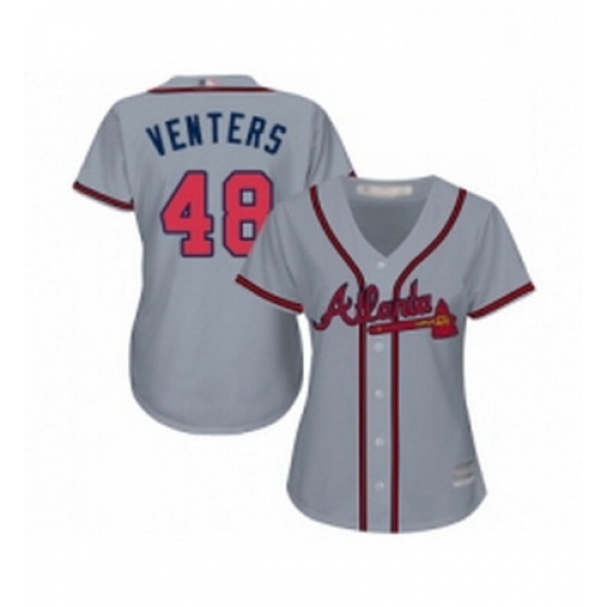 Womens Atlanta Braves 48 Jonny Venters Replica Grey Road Cool Base Baseball Jersey Womens Atlanta Braves 48 Jonny Venters Replica Grey Road Cool Base Baseball Jersey