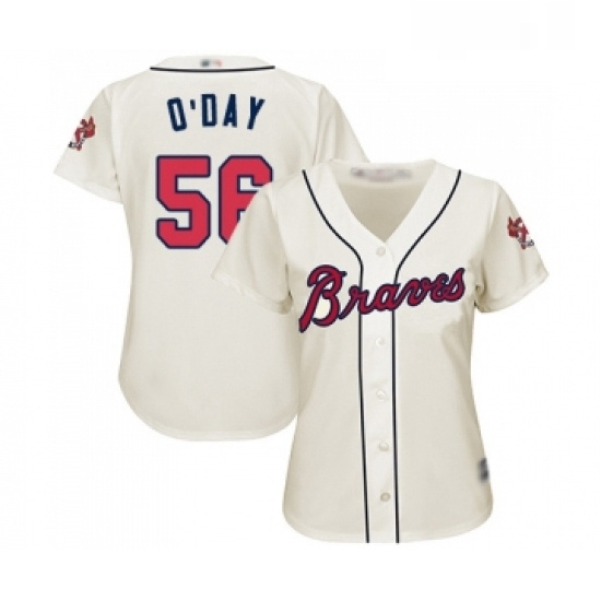 Womens Atlanta Braves 56 Darren O Day Replica Cream Alternate 2 Cool Base Baseball Jersey Womens Atlanta Braves 56 Darren O Day Replica Cream Alternate 2 Cool Base Baseball Jersey
