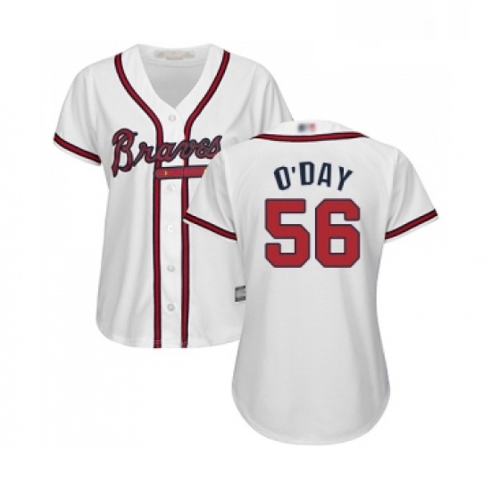 Womens Atlanta Braves 56 Darren O Day Replica White Home Cool Base Baseball Jersey Womens Atlanta Braves 56 Darren O Day Replica White Home Cool Base Baseball Jersey