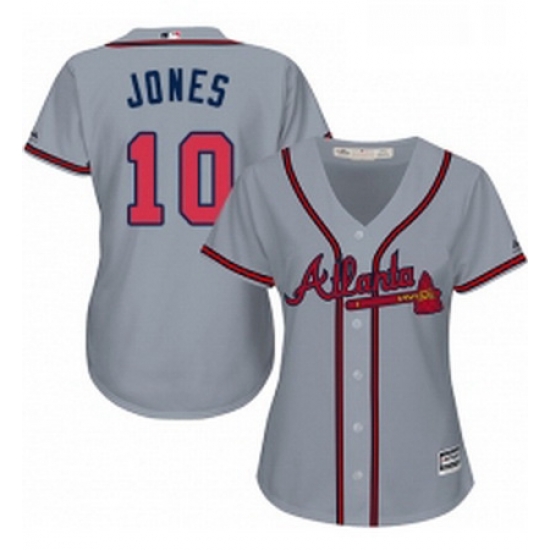 Womens Majestic Atlanta Braves 10 Chipper Jones Authentic Grey Road Cool Base MLB Jersey Womens Majestic Atlanta Braves 10 Chipper Jones Authentic Grey Road Cool Base MLB Jersey