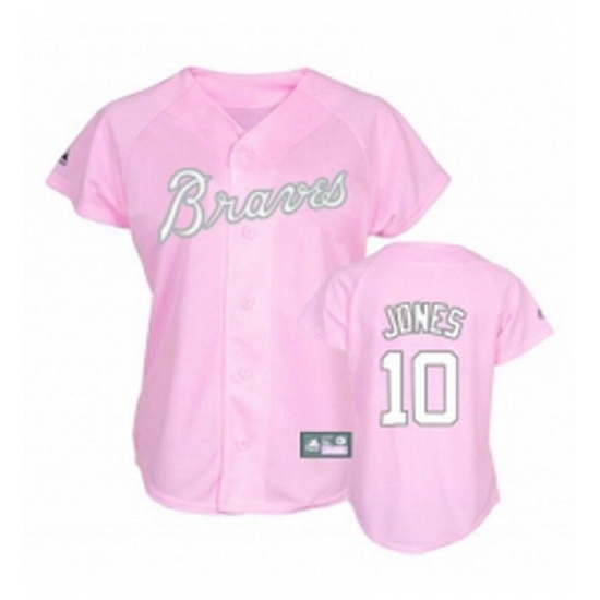 Womens Majestic Atlanta Braves 10 Chipper Jones Authentic Pink MLB Jersey Womens Majestic Atlanta Braves 10 Chipper Jones Authentic Pink MLB Jersey