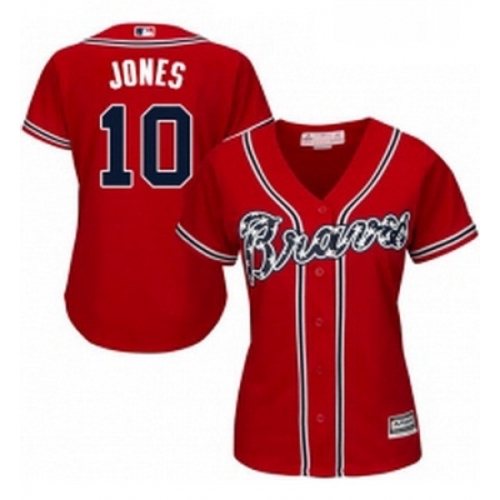 Womens Majestic Atlanta Braves 10 Chipper Jones Replica Red Alternate Cool Base MLB Jersey Womens Majestic Atlanta Braves 10 Chipper Jones Replica Red Alternate Cool Base MLB Jersey