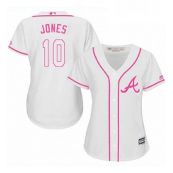Womens Majestic Atlanta Braves 10 Chipper Jones Replica White Fashion Cool Base MLB Jersey Womens Majestic Atlanta Braves 10 Chipper Jones Replica White Fashion Cool Base MLB Jersey