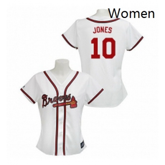 Womens Majestic Atlanta Braves 10 Chipper Jones Replica White MLB Jersey Womens Majestic Atlanta Braves 10 Chipper Jones Replica White MLB Jersey
