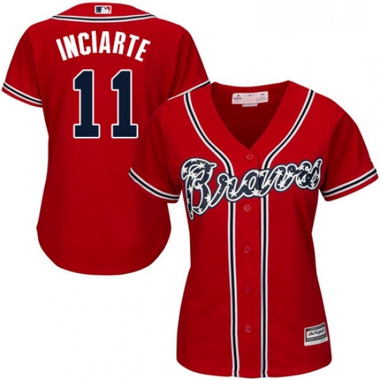 Womens Majestic Atlanta Braves 11 Ender Inciarte Authentic Red Alternate Cool Base MLB Jersey Womens Majestic Atlanta Braves 11 Ender Inciarte Authentic Red Alternate Cool Base MLB Jersey