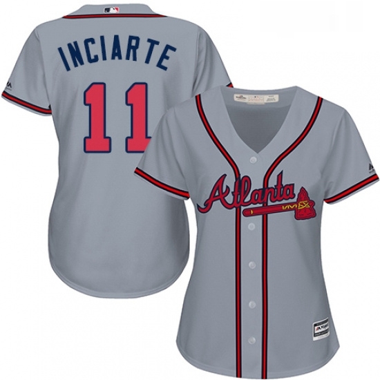 Womens Majestic Atlanta Braves 11 Ender Inciarte Replica Grey Road Cool Base MLB Jersey Womens Majestic Atlanta Braves 11 Ender Inciarte Replica Grey Road Cool Base MLB Jersey