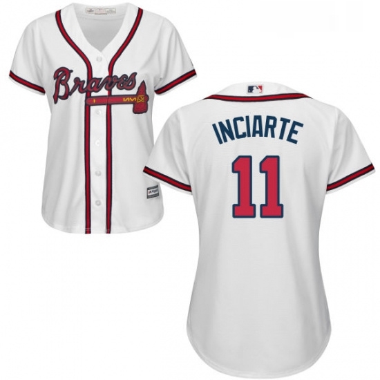 Womens Majestic Atlanta Braves 11 Ender Inciarte Replica White Home Cool Base MLB Jersey Womens Majestic Atlanta Braves 11 Ender Inciarte Replica White Home Cool Base MLB Jersey
