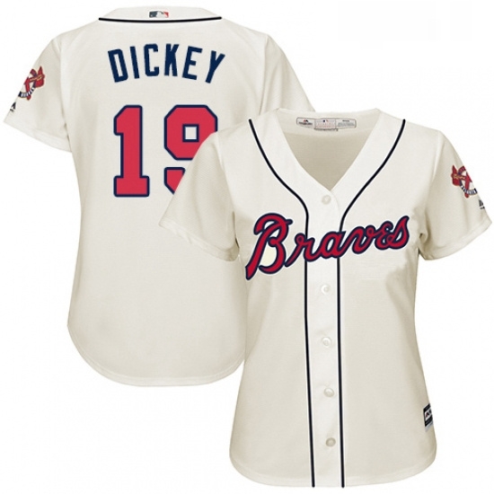 Womens Majestic Atlanta Braves 19 RA Dickey Authentic Cream Alternate 2 Cool Base MLB Jersey Womens Majestic Atlanta Braves 19 RA Dickey Authentic Cream Alternate 2 Cool Base MLB Jersey