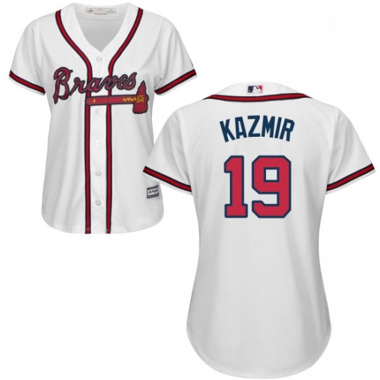 Womens Majestic Atlanta Braves 19 Scott Kazmir Authentic White Home Cool Base MLB Jersey Womens Majestic Atlanta Braves 19 Scott Kazmir Authentic White Home Cool Base MLB Jersey