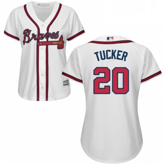 Womens Majestic Atlanta Braves 20 Preston Tucker Replica White Home Cool Base MLB Jersey Womens Majestic Atlanta Braves 20 Preston Tucker Replica White Home Cool Base MLB Jersey