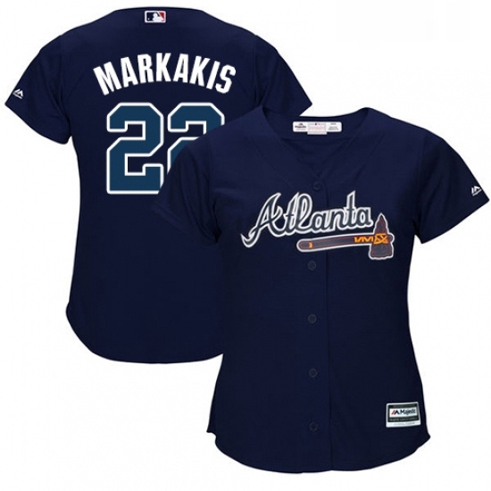 Womens Majestic Atlanta Braves 22 Nick Markakis Authentic Blue Alternate Road Cool Base MLB Jersey Womens Majestic Atlanta Braves 22 Nick Markakis Authentic Blue Alternate Road Cool Base MLB Jersey