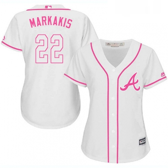 Womens Majestic Atlanta Braves 22 Nick Markakis Replica White Fashion Cool Base MLB Jersey Womens Majestic Atlanta Braves 22 Nick Markakis Replica White Fashion Cool Base MLB Jersey