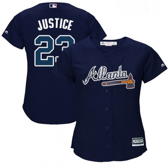 Womens Majestic Atlanta Braves 23 David Justice Replica Blue Alternate Road Cool Base MLB Jersey Womens Majestic Atlanta Braves 23 David Justice Replica Blue Alternate Road Cool Base MLB Jersey