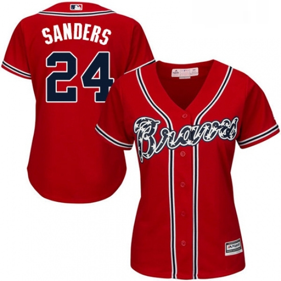 Womens Majestic Atlanta Braves 24 Deion Sanders Replica Red Alternate Cool Base MLB Jersey Womens Majestic Atlanta Braves 24 Deion Sanders Replica Red Alternate Cool Base MLB Jersey