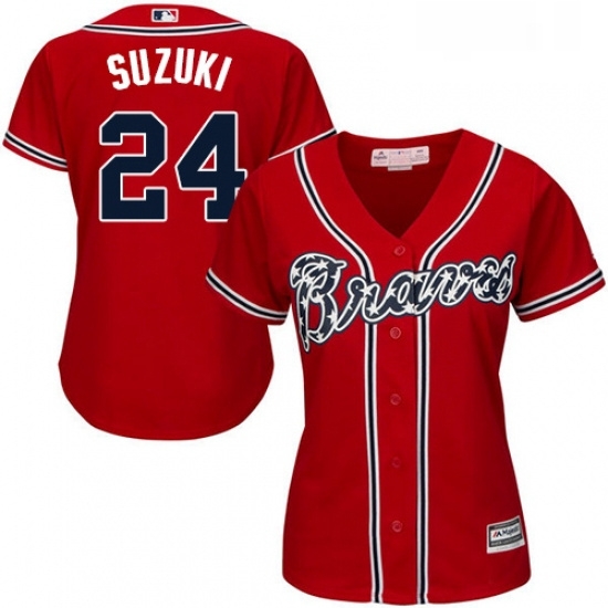 Womens Majestic Atlanta Braves 24 Kurt Suzuki Authentic Red Alternate Cool Base MLB Jersey Womens Majestic Atlanta Braves 24 Kurt Suzuki Authentic Red Alternate Cool Base MLB Jersey