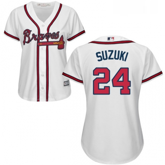 Womens Majestic Atlanta Braves 24 Kurt Suzuki Replica White Home Cool Base MLB Jersey Womens Majestic Atlanta Braves 24 Kurt Suzuki Replica White Home Cool Base MLB Jersey