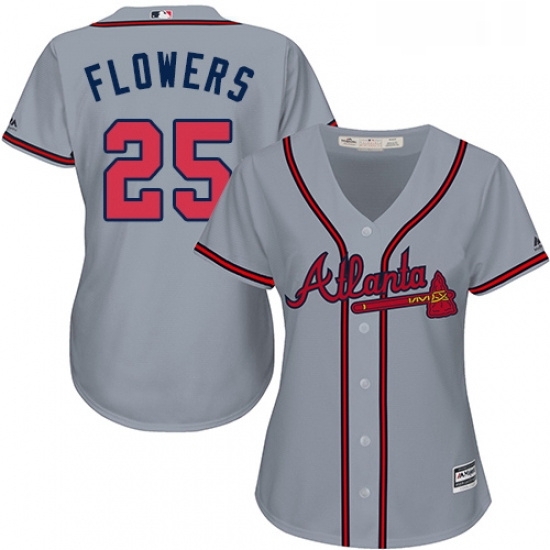 Womens Majestic Atlanta Braves 25 Tyler Flowers Replica Grey Road Cool Base MLB Jersey Womens Majestic Atlanta Braves 25 Tyler Flowers Replica Grey Road Cool Base MLB Jersey